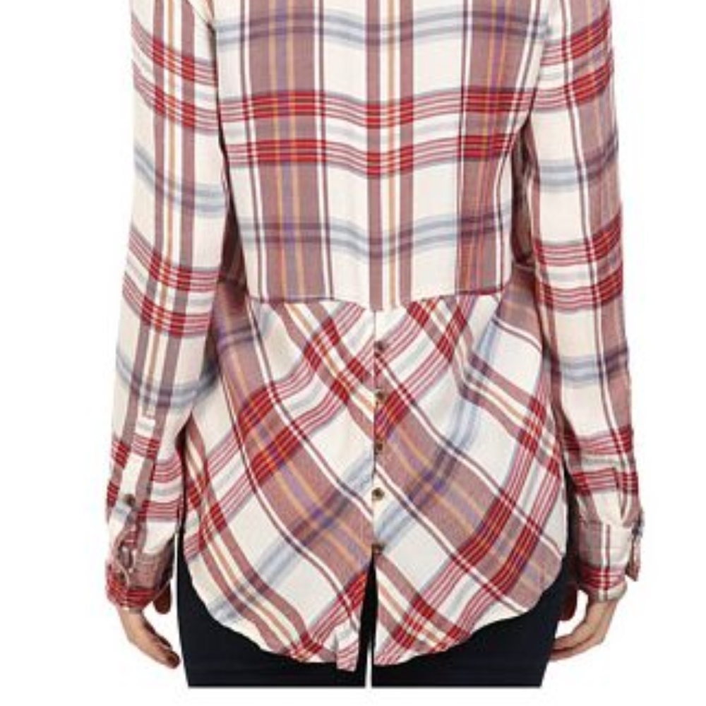 248  LUCKY BRAND Red Bungalow Plaid Soft Flannel Shirt - Picture 8 of 8